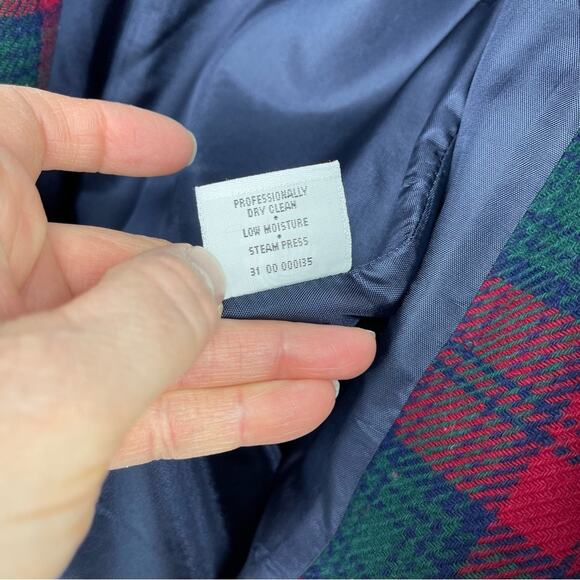 Pendleton Sz 16 Petite Wool Red Green Black Lined Blazer Tartan Vintage Holiday - Picture 10 of 16